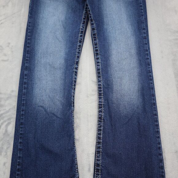 Rue21 Pants Womens 10 Blue Denim Flat Front Mid Rise Boot Pockets Jeans - Picture 14 of 16